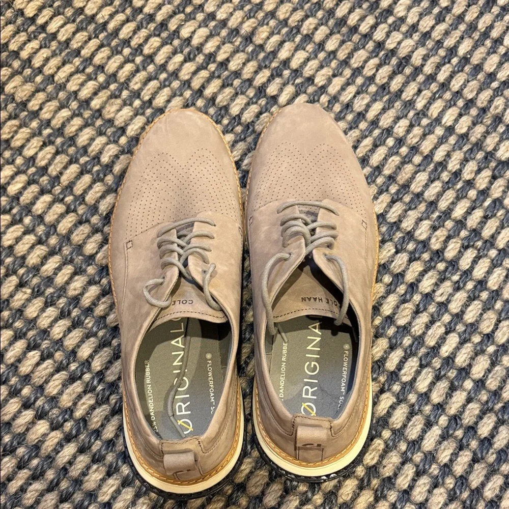 Cole Haan Men’s Light Taupe Suede Derby Oxfords